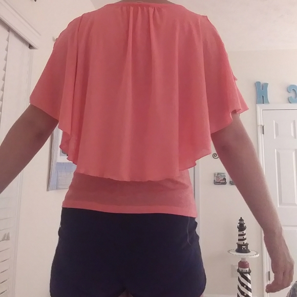 Pink Flowy Top with Shoulder Cutouts - Picture 12 of 14